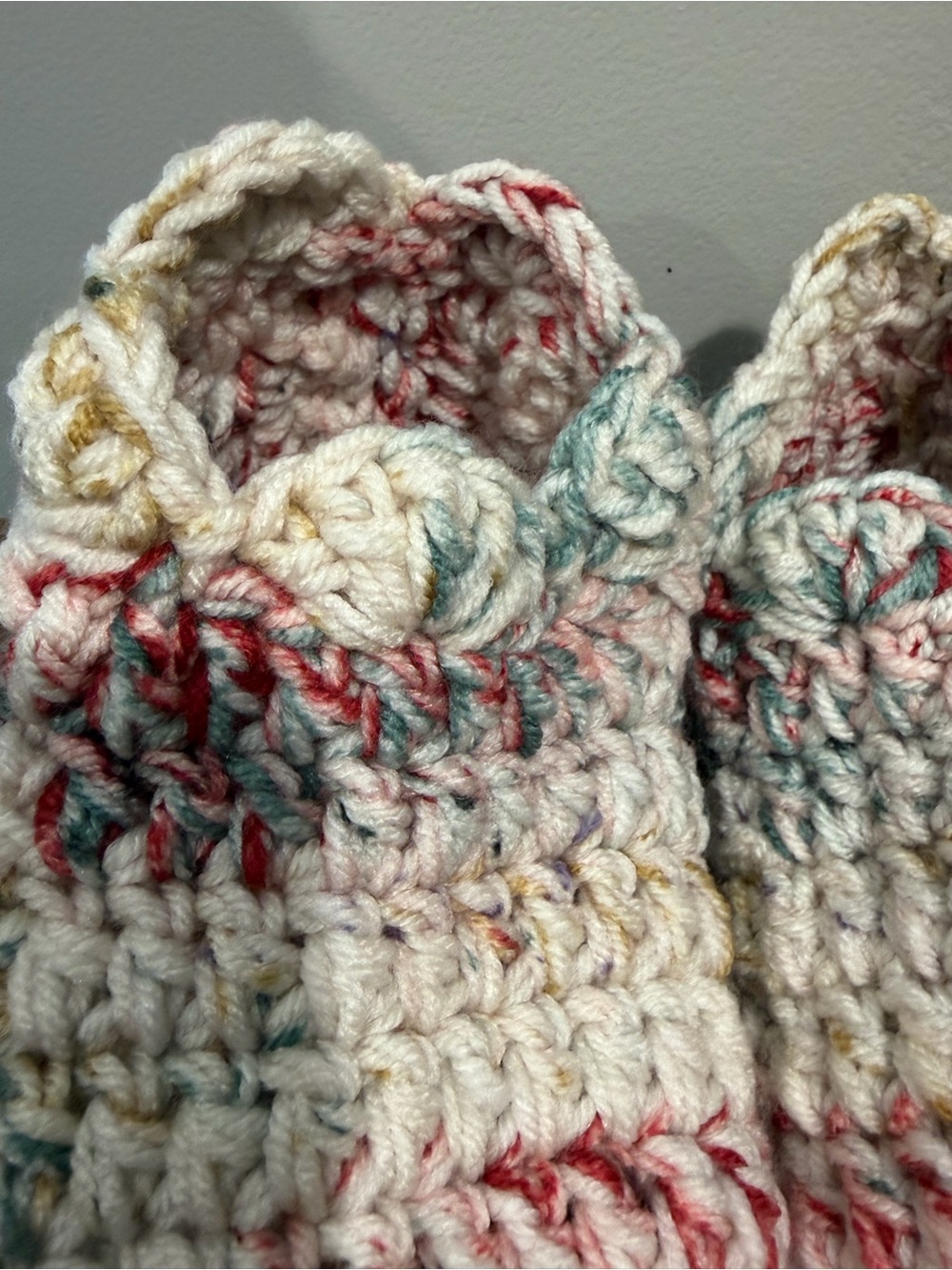 Crochet Slippers Cozy Multicolor Cottagecore House Shoes - Picture 3 of 4